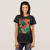 Retro Surfing Dinosaur Hawaii Summer Triceratops S Tシャツ (正面フル)