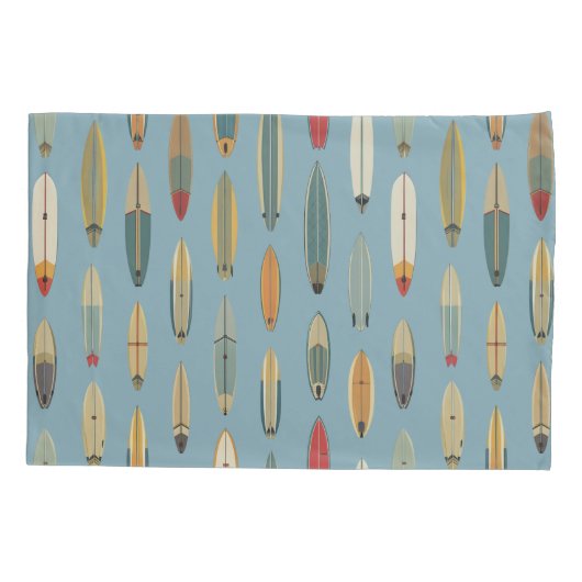 Retro Surfing Dog -Reversible Surfboard Print Blue 枕カバー (裏面)