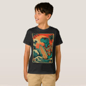 Retro Surfing Tyrannosaurus Hawaiian Summer Dinosa Tシャツ (正面フル)