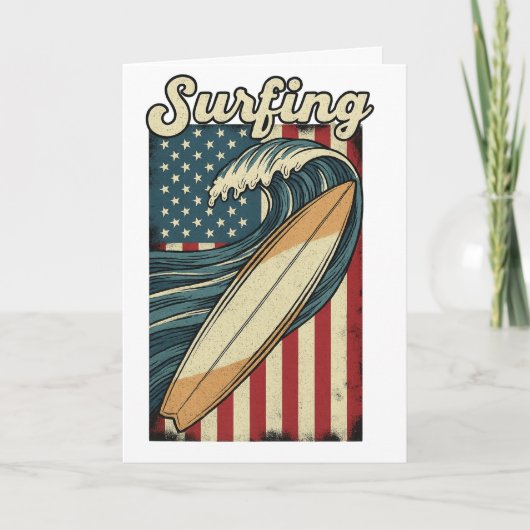 Retro Surfing USA Flag カード (正面)