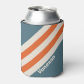 Retro Surfside Stripes with Name 缶クーラー (缶正面)