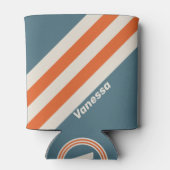 Retro Surfside Stripes with Name 缶クーラー (裏面)