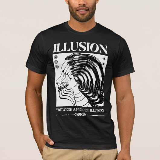 Retro Surreal Illusion Echo Face Streetwear  Tシャツ (正面)