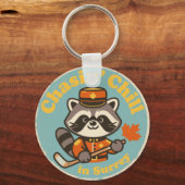 Retro Surrey BC Raccoon and Hockey Stick キーホルダー (正面)