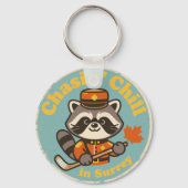 Retro Surrey BC Raccoon and Hockey Stick キーホルダー (裏面)