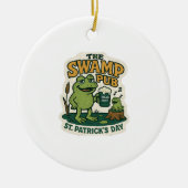 Retro Swamp Pub Frog St.Patrick's Day セラミックオーナメント (正面)