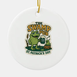 Retro Swamp Pub Frog St.Patrick's Day セラミックオーナメント