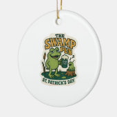 Retro Swamp Pub Frog St.Patrick's Day セラミックオーナメント (左)