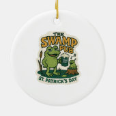 Retro Swamp Pub Frog St.Patrick's Day セラミックオーナメント (裏面)