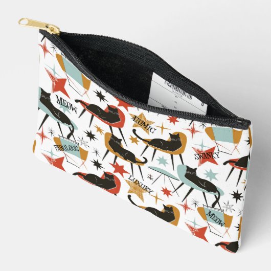 Retro Swanky Black Cat in Atomic MCM Accessory Bag アクセサリーポーチ (見開き)