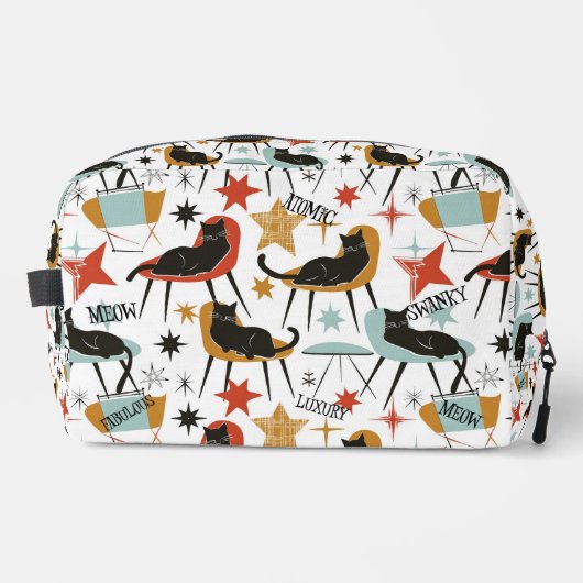 Retro Swanky Black Cat in Atomic MCM Toiletry Bag ドップキット (正面)