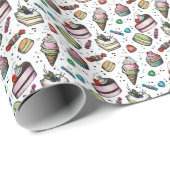 Retro Sweets- White ラッピングペーパー (ロールコーナー)
