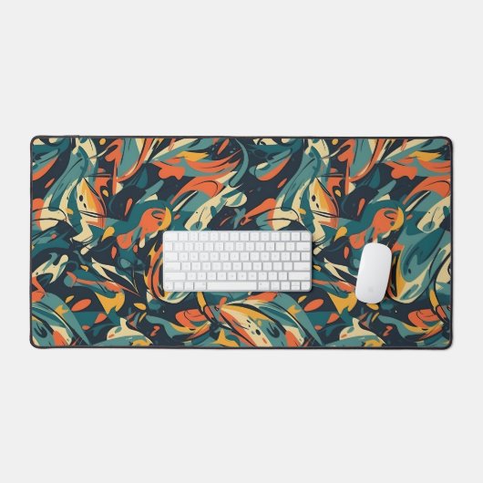 Retro Swirl Abstract Collage Desk Mat デスクマット (キーボード&マウス)