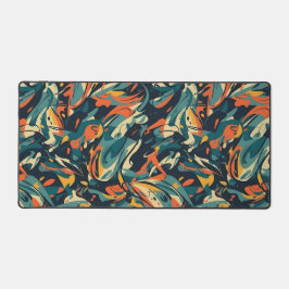 Retro Swirl Abstract Collage Desk Mat デスクマット