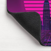 Retro Synthwave Cyberpunk City Neon Gaming Desk Ma マウスパッド (コーナー)