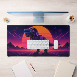 Retro Synthwave VR T-Rex Gaming Desk Mat デスクマット