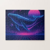 Retro Synthwave Whale – Neon Space Art Puzzle ジグソーパズル (横)