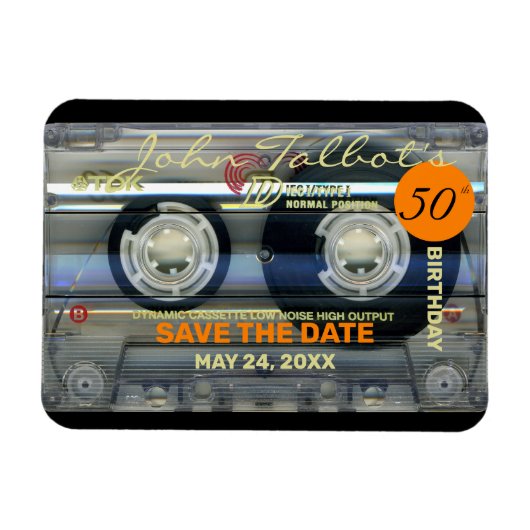 Retro T2 Audiotape 50th birthday SAVE THE DATE FPM マグネット (横)