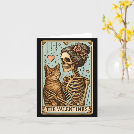 Retro Tabby Cat Valentine's Day Mom Tarot Card  カード (黄色い花)