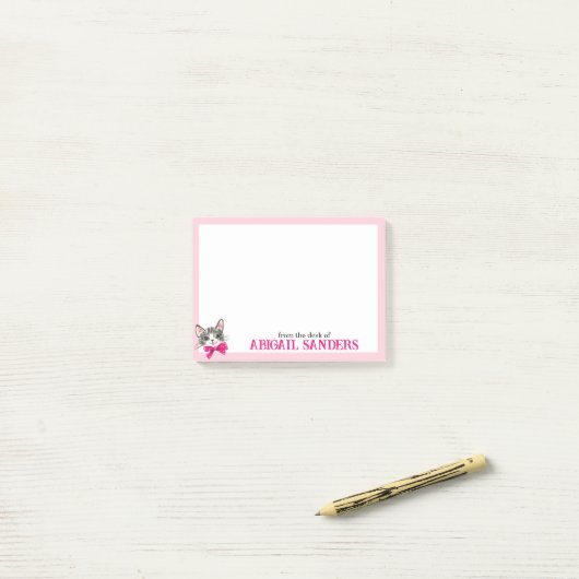 Retro Tabby Cat with Bow Notes ポストイット (デスク上)
