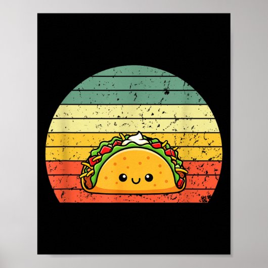 Retro Taco Lover Shirt Funny Retro Taco Humor  ポスター (正面)