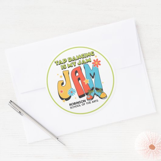 Retro Tap Dancing is My Jam Customizable ラウンドシール (封筒)