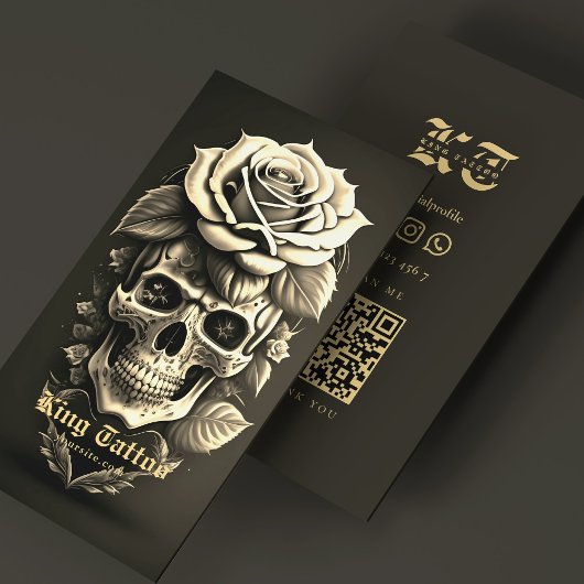 Retro Tattoo Artist Skull Tattooist Black Sand 名刺