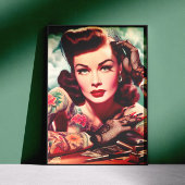 Retro Tattooed Pin-up ポスター
