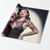 Retro Tattooed Pin-up ラッピングペーパー (アンロールド)