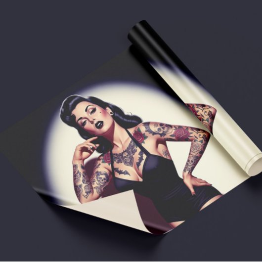 Retro Tattooed Pin-up ラッピングペーパー
