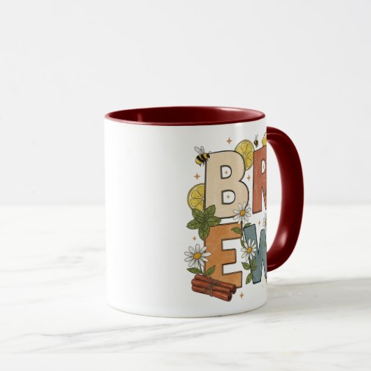 Retro Tea Brew Herb Design マグカップ (正面右)