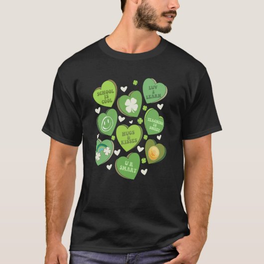 Retro Teach Conversation Hearts School St Patricks Tシャツ (正面)