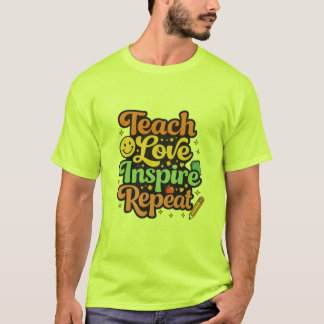 Retro Teach Love Inspire Teacher T-Shirt Tシャツ