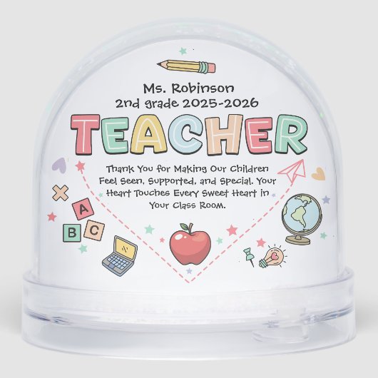 Retro Teacher in Heart Cute Quote Appreciation  (裏面)