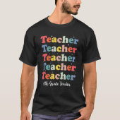 Retro Teacher Inspirational Back to School 6th Gra Tシャツ (正面)