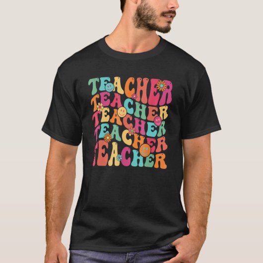 Retro Teacher Inspirational Colorful Elementary Sc Tシャツ (正面)