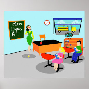 Retro Teacher Poster ポスター