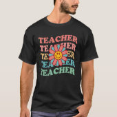 Retro Teachers Inspirational Floral Elementary Sch Tシャツ (正面)