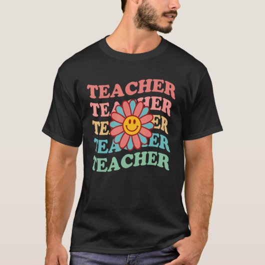 Retro Teachers Inspirational Floral Elementary Sch Tシャツ (正面)