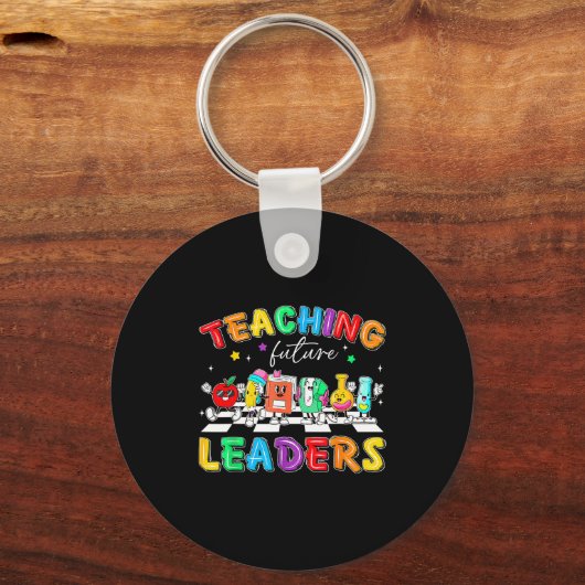 Retro Teaching Future Leaders Groovy Teacher Back  キーホルダー (正面)