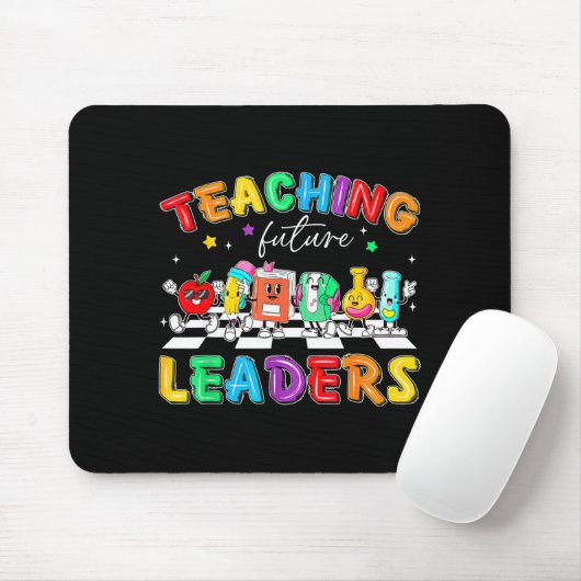 Retro Teaching Future Leaders Groovy Teacher Back マウスパッド (マウス)