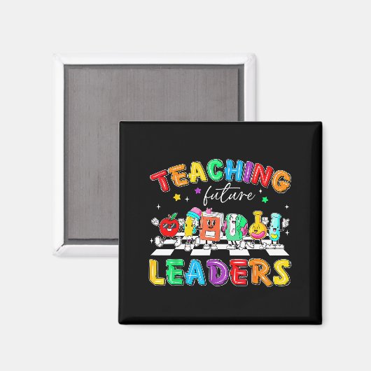 Retro Teaching Future Leaders Groovy Teacher Back  マグネット (正面/裏面)