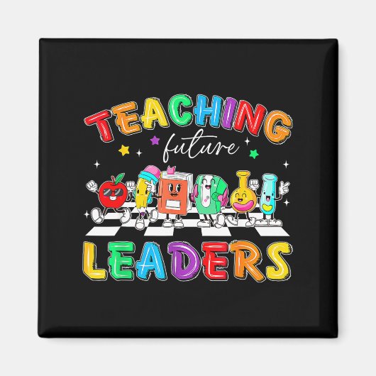 Retro Teaching Future Leaders Groovy Teacher Back  マグネット (正面)