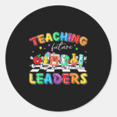 Retro Teaching Future Leaders Groovy Teacher Back  ラウンドシール (正面)