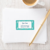 Retro Teal and White Stars Editable Address Label ラベル (インサイチュ)