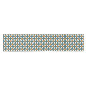 Retro Teal & Orange Floral Grid Table Runner ショートテーブルランナー (横)