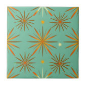 Retro Teal Orange Starburst Pattern タイル (正面)