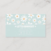 Retro Teal Pastel Groovy Floral Boho Unique 70s  名刺 (裏面)