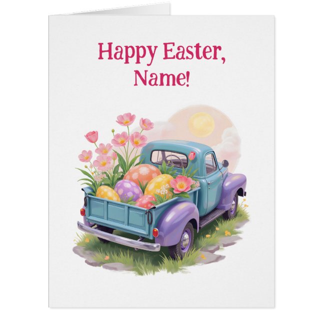 Retro Teal & Purple Truck with Easter Eggs (正面)