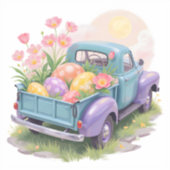 Retro Teal & Purple Truck with Easter Eggs シール (正面)